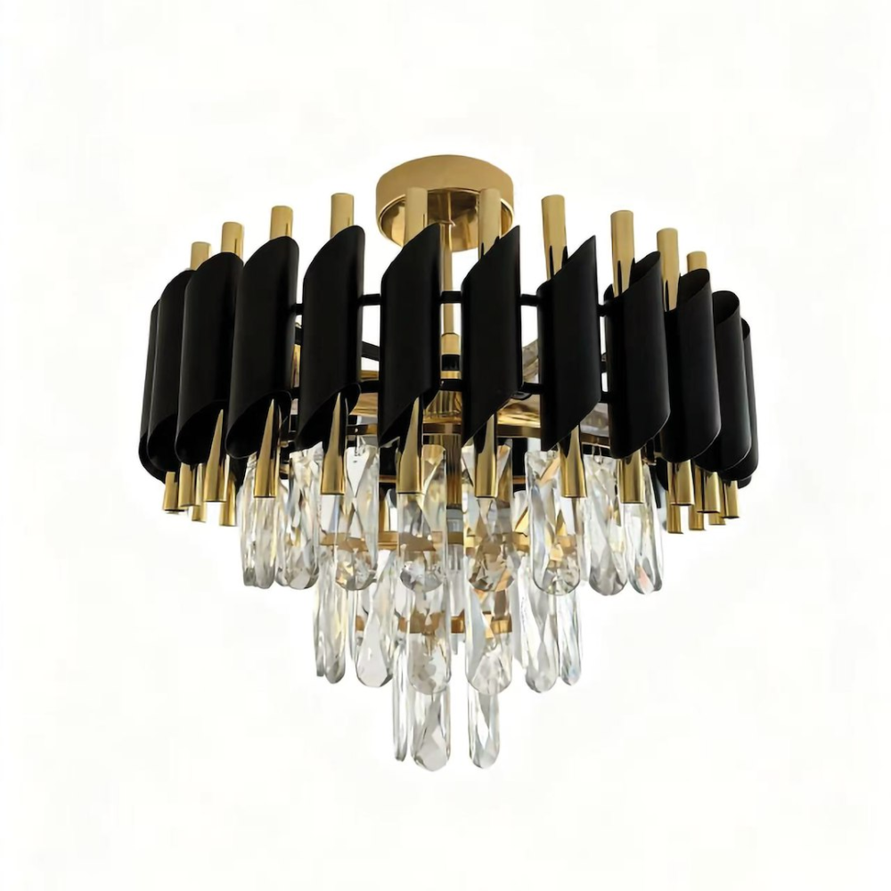 Lampă de tavan Cristal 5xE14 38 cm negru auriu [7]