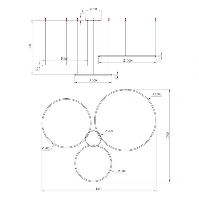 Lustra SATURNO LED 100W lumina neutra 180 cm [4]