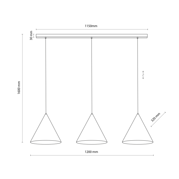 Lampa suspendata CONO E27 3 x max 15W LED Negru 120 cm [8]