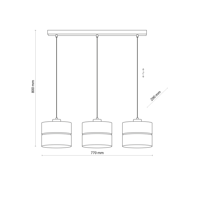 Lampa suspendata ECO E27 3 x max 15W LED Pin, Negru 77 cm [9]