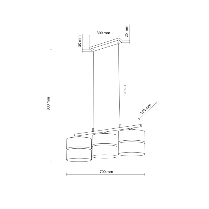 Lampa suspendata NICOL E27 3 x max 15W LED Negru 70 cm [7]