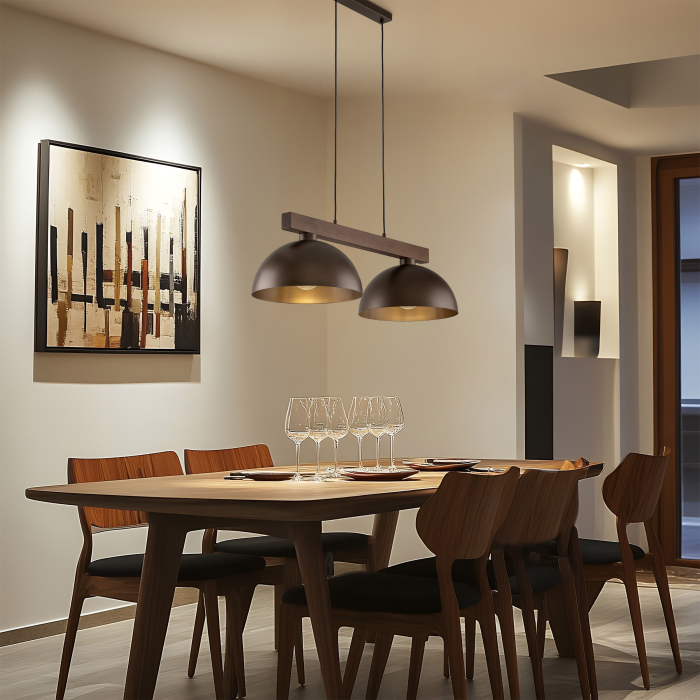 Lampa suspendata OSLO E27 2 x max 15W LED Maro, Nucă 83 cm [2]