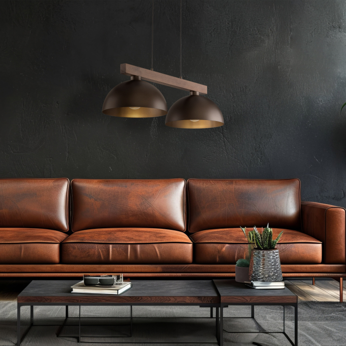 Lampa suspendata OSLO E27 2 x max 15W LED Maro, Nucă 83 cm [4]