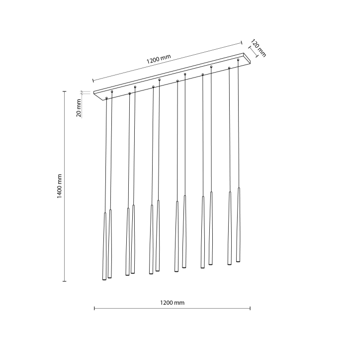 Lampa suspendata PIANO G9 12 x max 8W LED Negru 12 cm [7]