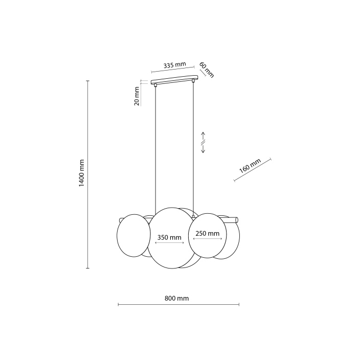 Lampa suspendata PULSE E27 3 x max 15W LED Alb, Pin 80 cm [5]