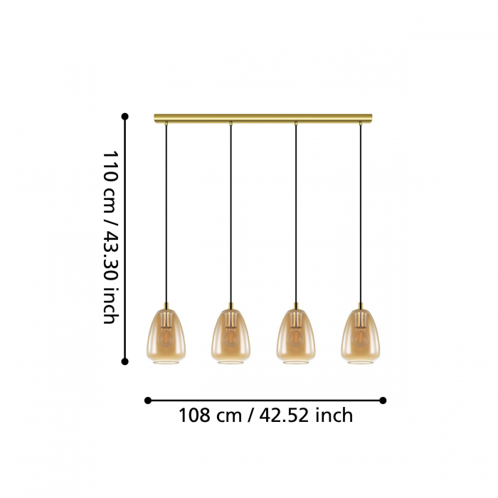 Lustra pendul ALOBRASE E27 4x40W chihlimbar 108 cm [4]