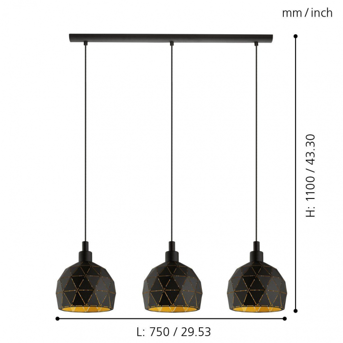 Pendul ROCCAFORTE E14 3X40W [3]