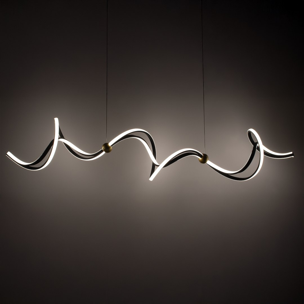 Lustră suspendată Colia LED 55W lumină neutră 140 cm negru auriu [4]