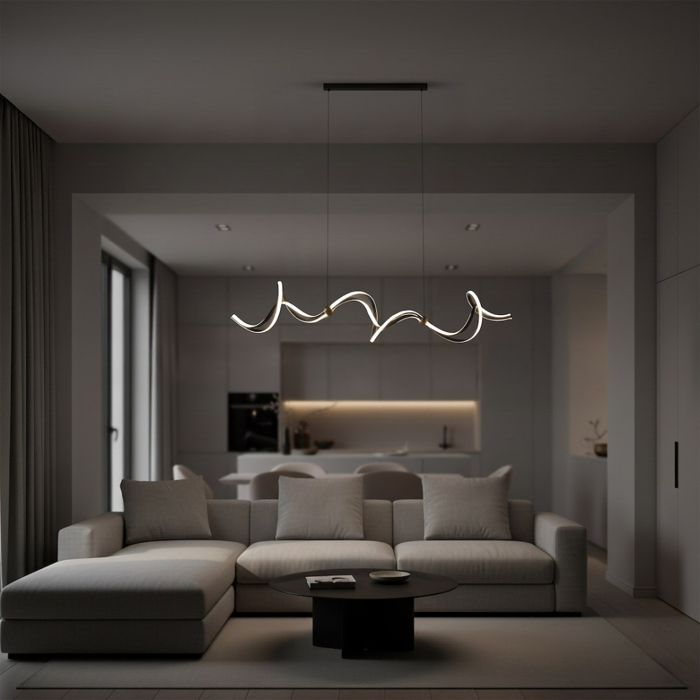 Lustră suspendată Colia LED 55W lumină neutră 140 cm negru auriu [2]