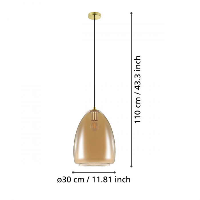 Pendul ALOBRASE E27 1x40W chihlimbar 30 cm [4]