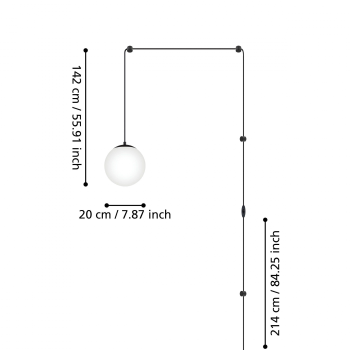 Pendul RONDO 3 E27 1x40W cu conectare la priza [6]