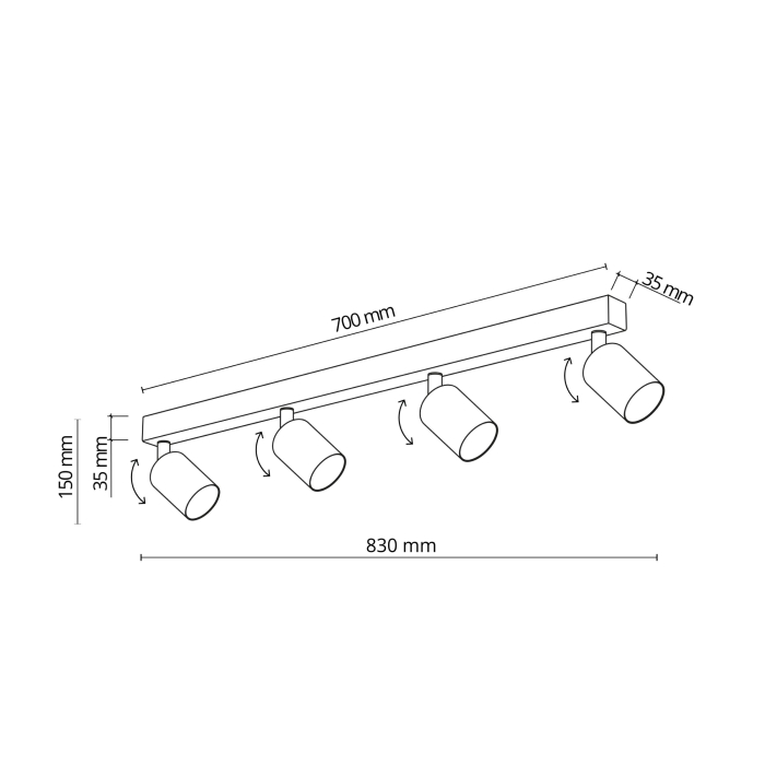 Plafoniera TOP GU10 4 x max 10W LED Auriu, Negru 83 cm [6]