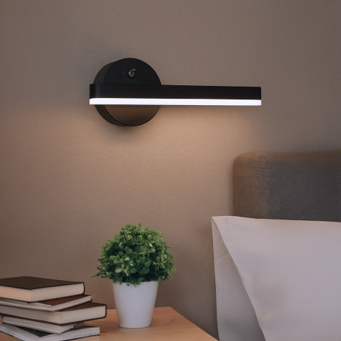 Iluminat interior - Aplică perete noptieră stânga SYDNEY LED 6W lumină neutră 30 cm negru întrerupător pe corp