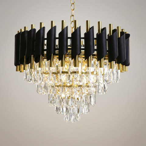 Candelabru Cristal 7xE14 48 cm negru auriu [1]
