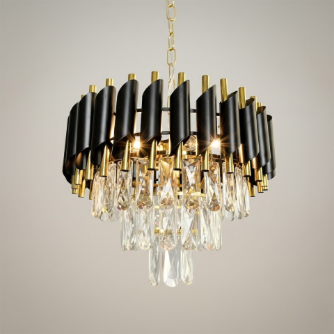 Candelabru Cristal E14 5x40W 38 cm Negru Auriu