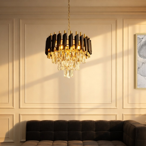 Candelabru Cristal E14 5x40W 38 cm Negru Auriu [1]