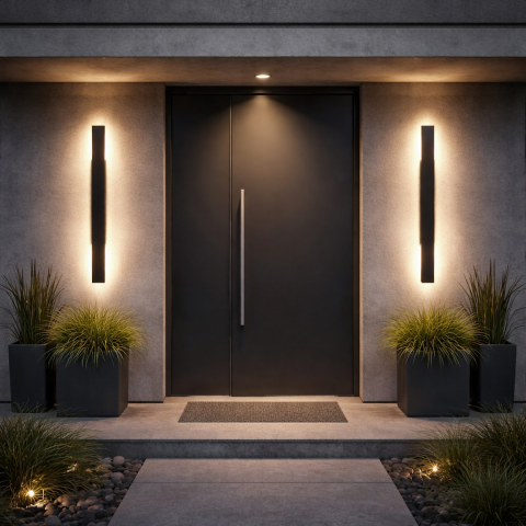 Lampă de perete exterior Wow 2 LED 11W lumină variabilă IP54 60 cm negru [1]