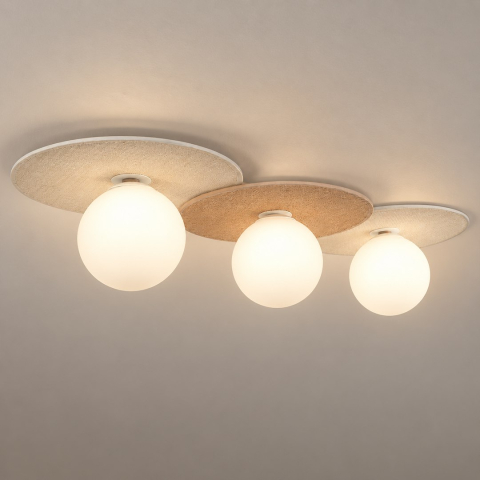 Lămpi de tavan - Lampă de tavan Carter 3xE14 Albă + Natural