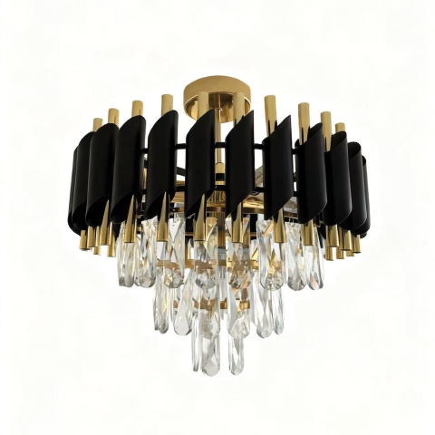 Lampă de tavan Cristal 5xE14 38 cm negru auriu [6]