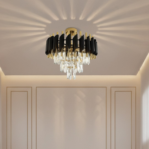 Lampă de tavan Cristal 5xE14 38 cm negru auriu [2]