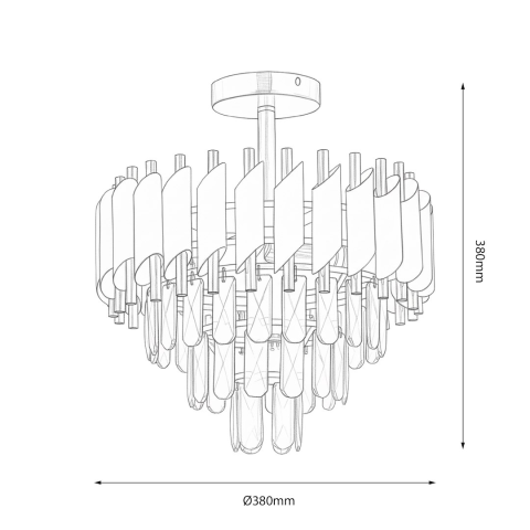 Lampă de tavan Cristal 5xE14 38 cm negru auriu [7]