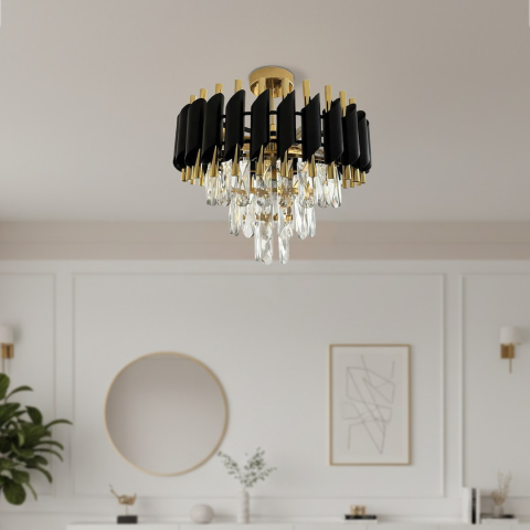 Lampă de tavan Cristal 5xE14 38 cm negru auriu [3]