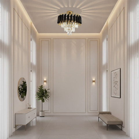 Lampă de tavan Cristal 5xE14 38 cm negru auriu [1]