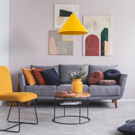 Lampa suspendata CONO E27 1 x max 15W LED Galben 50 cm [2]