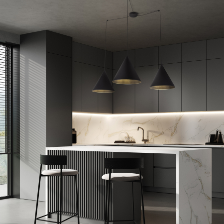 Lampa suspendata CONO E27 3 x max 15W LED Negru 400 cm [1]