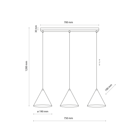 Lampa suspendata CONO E27 3 x max 15W LED Negru 86 cm [9]