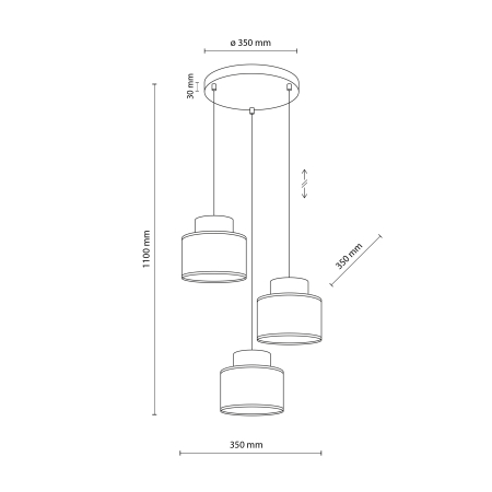 Lampa suspendata DUO E27 3 x max 15W LED Alb 35 cm [6]