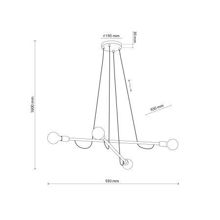 Lampa suspendata HELIX E27 4 x max 15W LED Negru 93 cm [6]