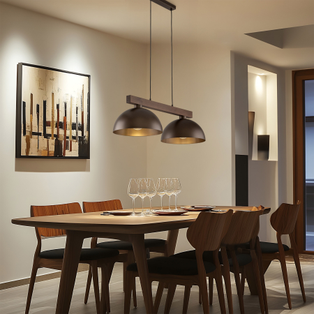 Lampa suspendata OSLO E27 2 x max 15W LED Maro, Nucă 83 cm [1]