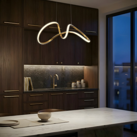 Lampă suspendată Tesoro LED 48W lumină neutră 70 cm auriu [1]