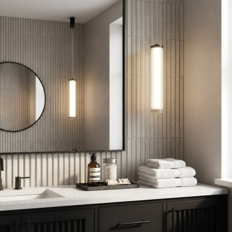 Iluminat baie - Lampă suspendată baie Trivia Neagră 10W LED CCT IP44