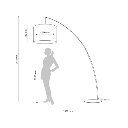 Lampadar MOBY E27 1 x max 15W LED Negru 190 cm [2]