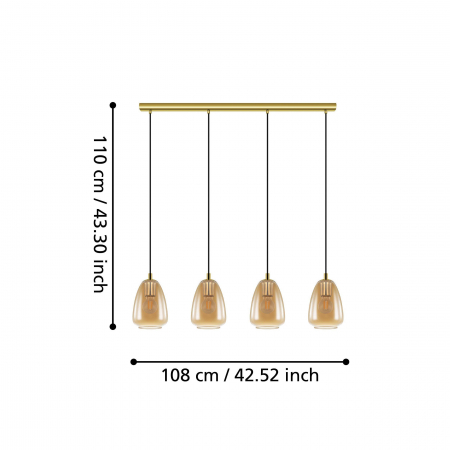 Lustra pendul ALOBRASE E27 4x40W chihlimbar 108 cm [3]
