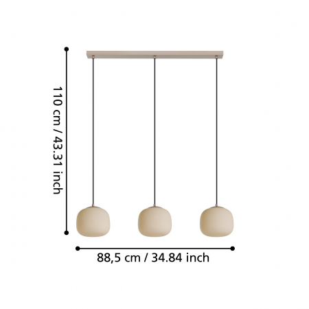 Pendul COMINIO E27 3x40W sticla nisipiu 88.5 cm [4]