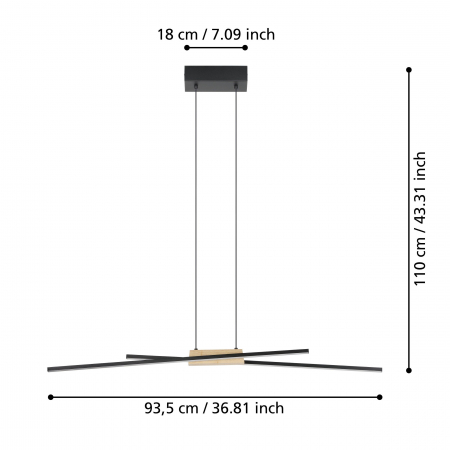 Pendul dimabil PANAGRIA LED 26W lumina calda 93.5 cm [3]