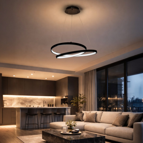 Lustra pendul LUCERO Negru LED 48W lumina neutra 50 cm [1]