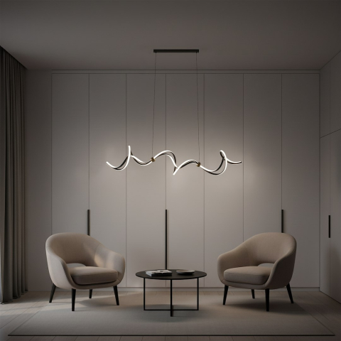 Lustră suspendată Colia LED 55W lumină neutră 140 cm negru auriu [2]