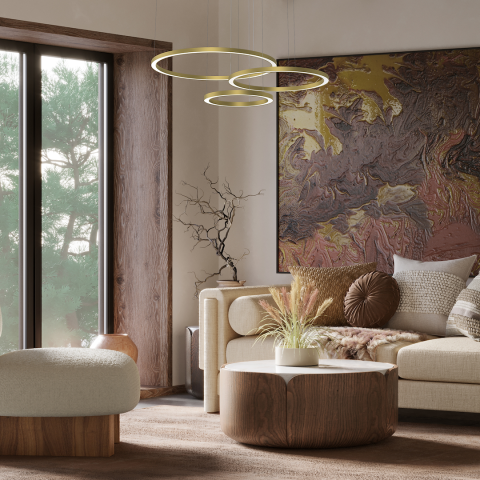 Lustră suspendată Galaxia LED 85W lumină caldă dimabilă 140 cm auriu [4]