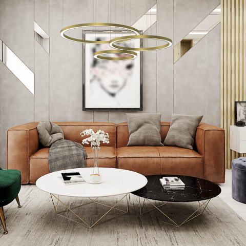 Lustră suspendată Galaxia LED 85W lumină caldă dimabilă 140 cm auriu [2]