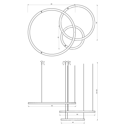 Lustră suspendată Galaxia LED 85W lumină caldă dimabilă 140 cm auriu [5]