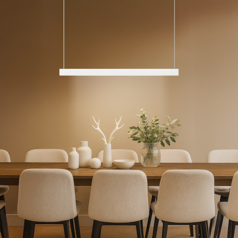 Lustră suspendată Linea LED 36W lumină variabilă 120 cm alb [0]