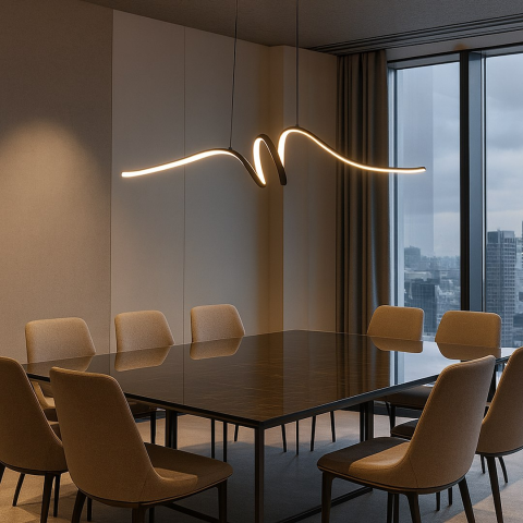 Iluminat interior - Lustră suspendată Loop LED 28W lumină neutră 95 cm negru