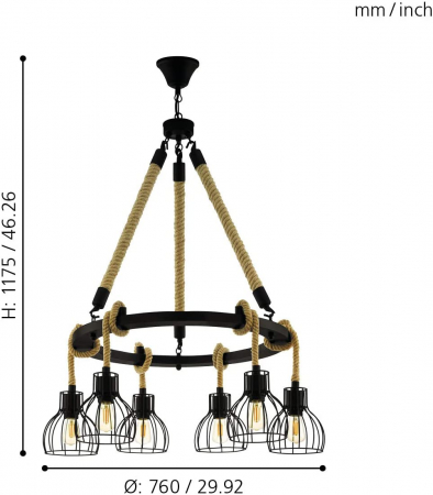 Pendul RAMPSIDE E27 6X28W [3]