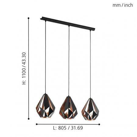 Pendul CARLTON 1 E27 3X60W [2]