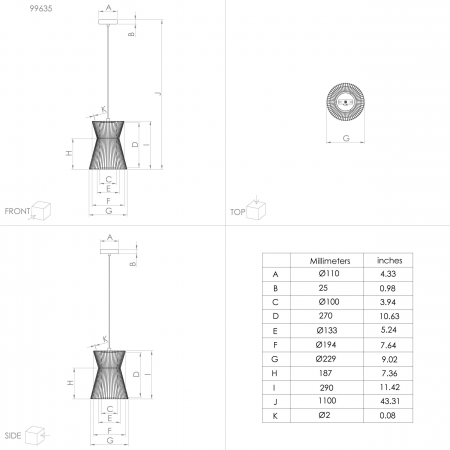 Pendul MASETA E27 1x40W 22.5 cm [3]