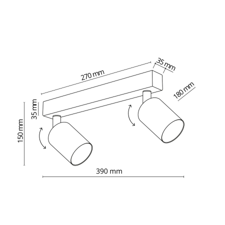 Plafoniera TOP GU10 2 x max 10W LED Auriu, Negru 39 cm [3]
